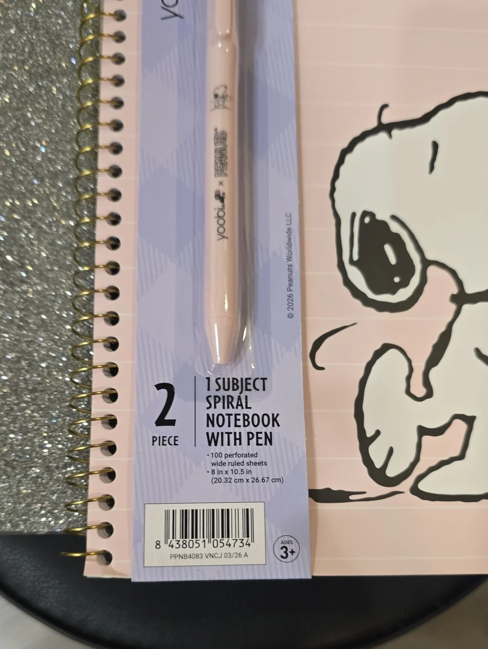 Yoobi X Peanuts Snoopy Spiral Notebook w/Pen